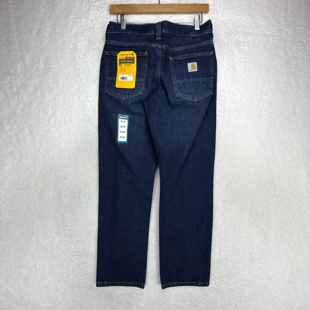 Carhartt BD5119-M Relaxed Fit 5-Pocket Jeans Mens 29x32 Dark Wash Blue Denim NWT
